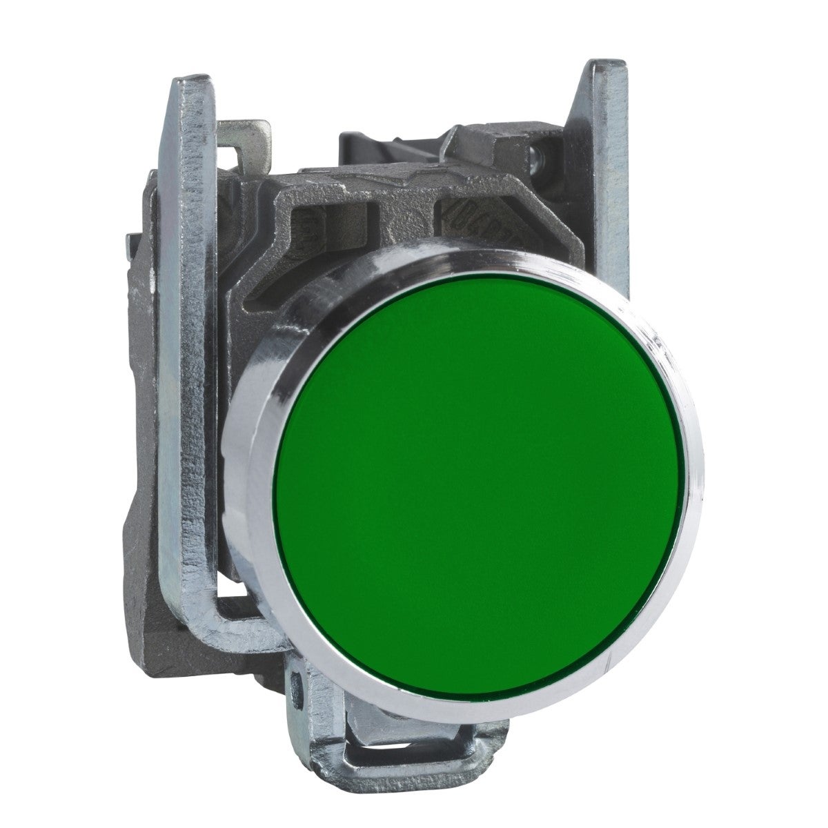 Harmony XB4, Push button, metal, flush, green, Ø22, spring return, unmarked, 1 NO
