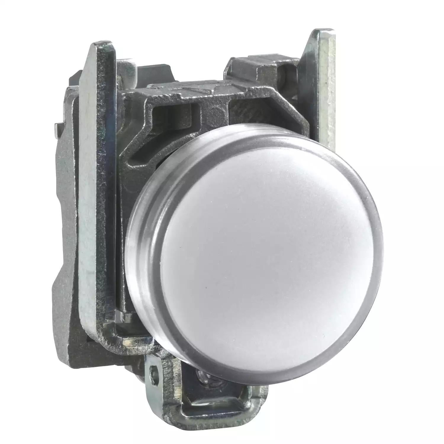Harmony XB4, Pilot light, metal, white, Ø22, plain lens with integral LED, 24 V AC/DC