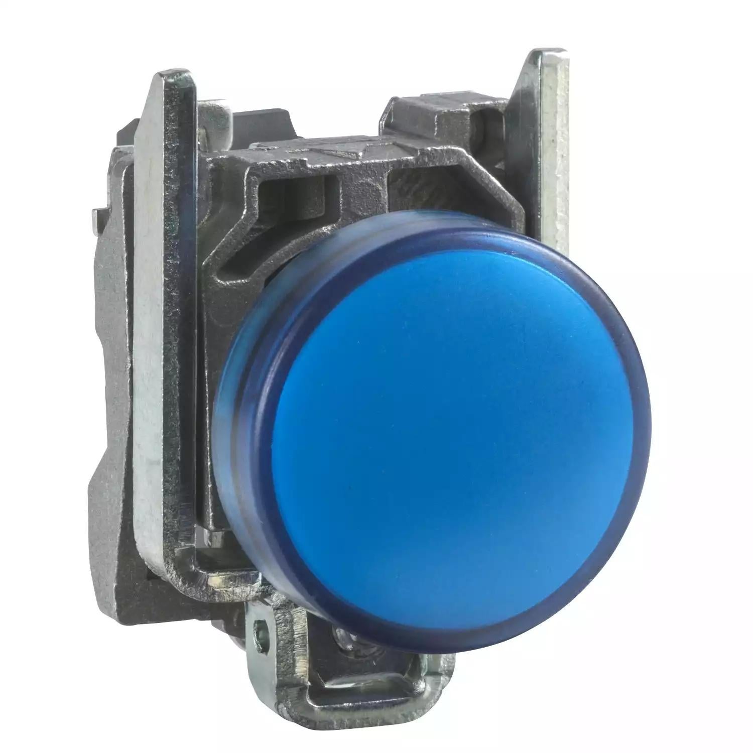 Harmony XB4, Pilot light, metal, blue, Ø22, plain lens with integral LED, 24 V AC/DC
