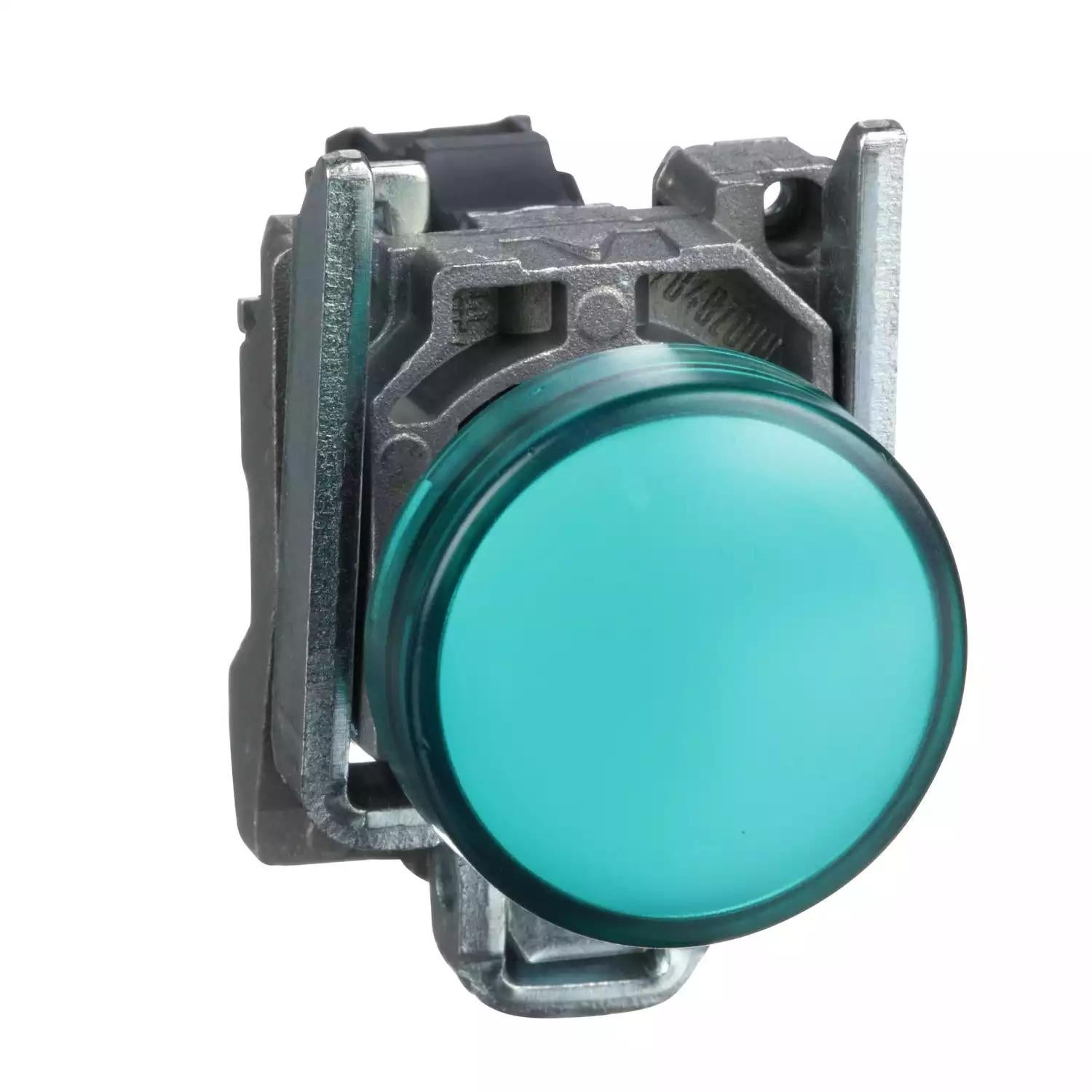 Harmony XB4, Pilot light, metal, green, Ø22, plain lens with integral LED, 110…120 VAC