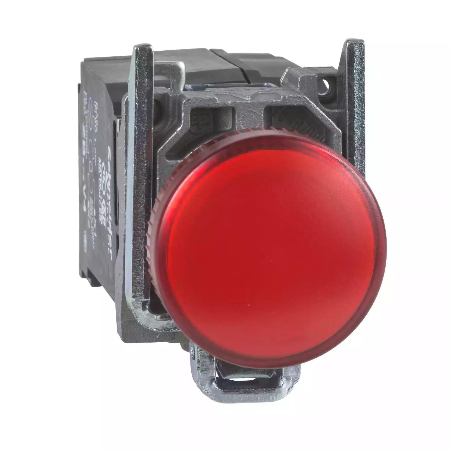 Harmony XB4, Pilot light, metal, red, Ø22, plain lens with integral LED, 230...240 VAC