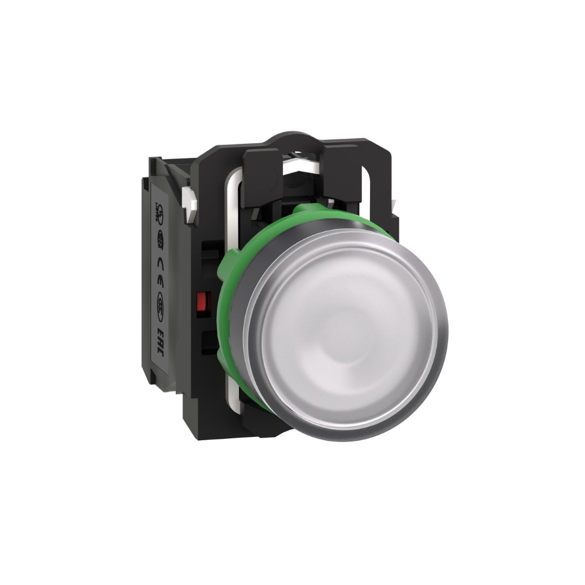 Illuminated push button, Harmony XB5, plastic, flush, white, 22mm, universal LED, plain lens, 1NO + 1NC, 110...120V AC