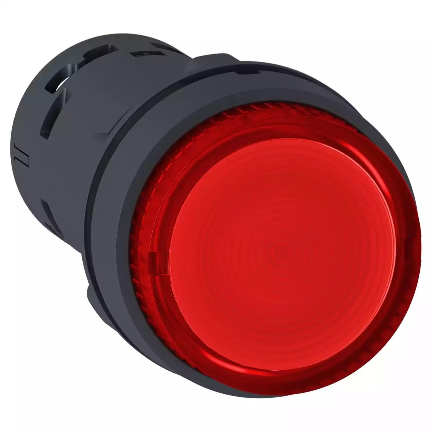 Harmony XB7, Monolithic illuminated push button, plastic, red, Ø22, integral LED, spring return, 24 V AC/DC, 1 NO