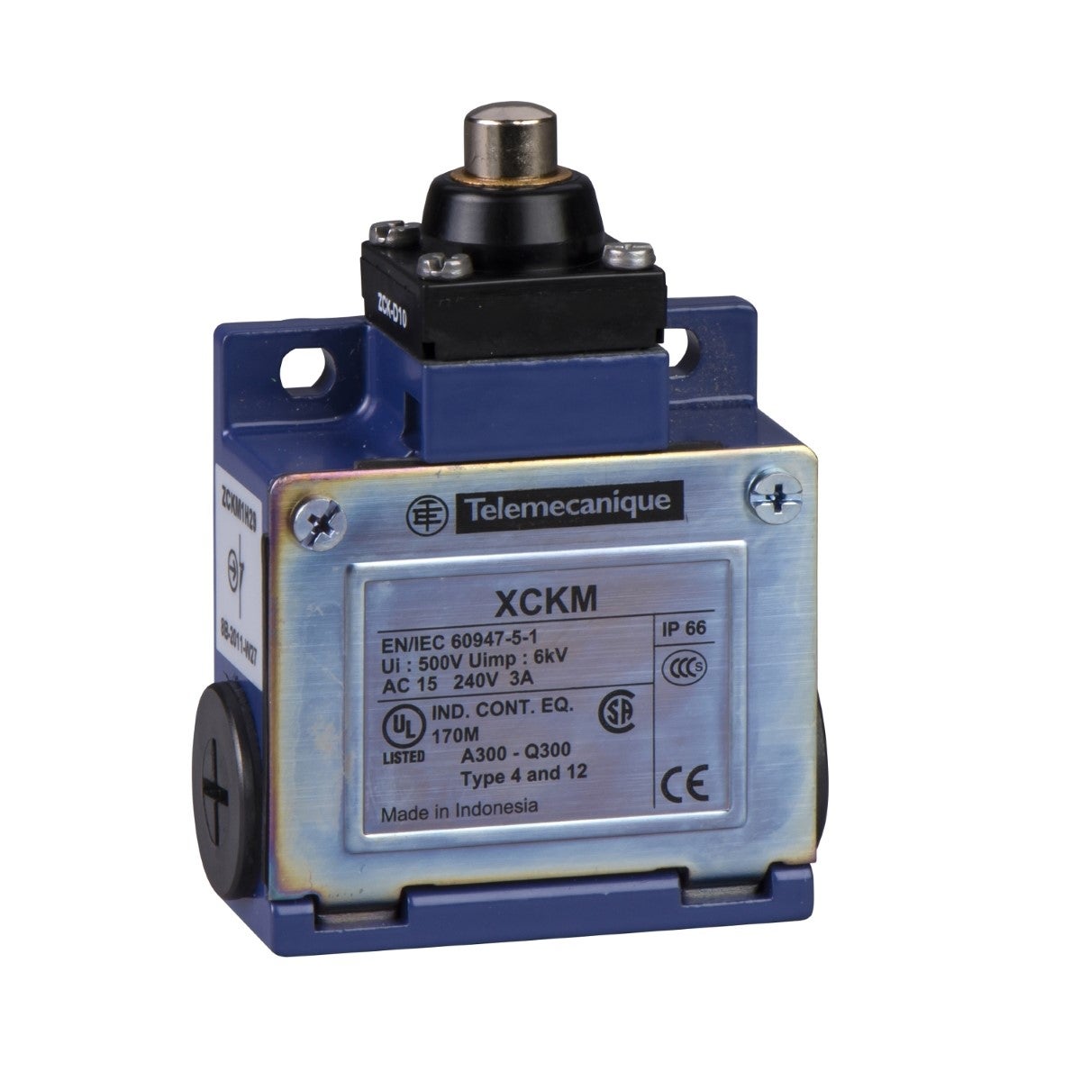 Limit switch, Limit switches XC Standard, XCKM, metal end plunger, 1NC+1 NO, snap action, Pg11