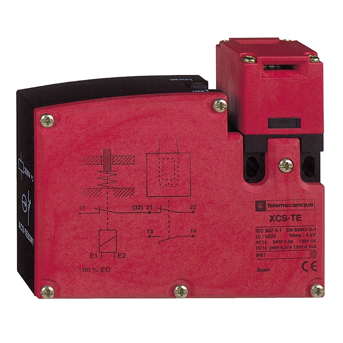 Safety switch, Telemecanique Safety switches XCS, limit for application, XCS TE, operating key, 1 NC + 1 NO