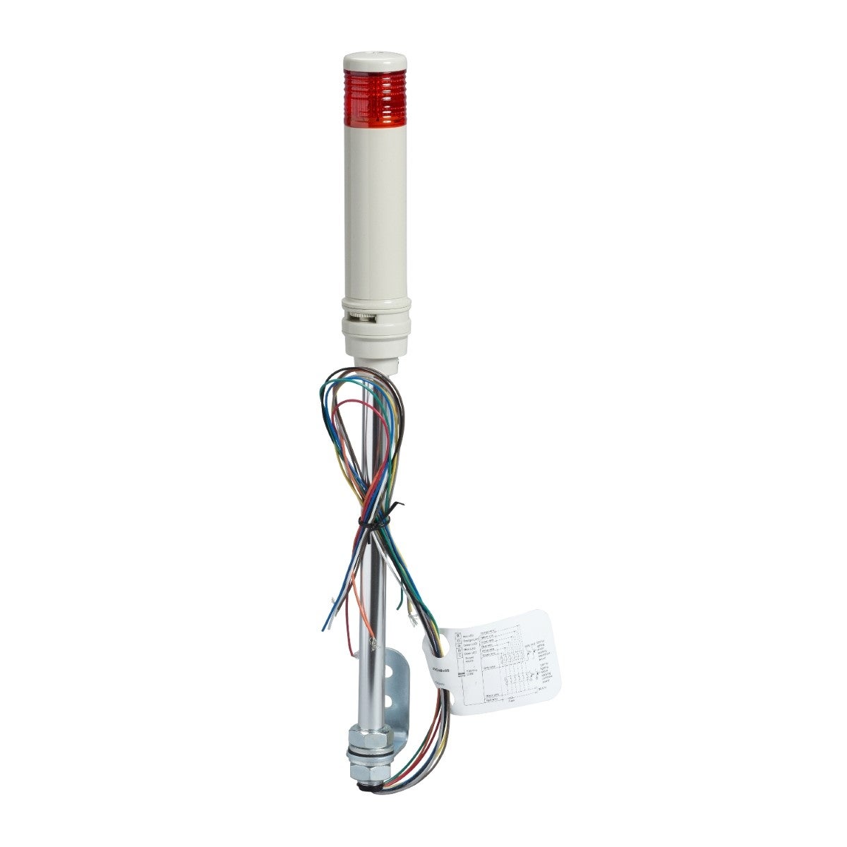 Harmony XVC, Monolithic precabled tower light, plastic, red, Ø40, tube mounting, steady or flashing, buzzer, IP23, 24 V AC/DC