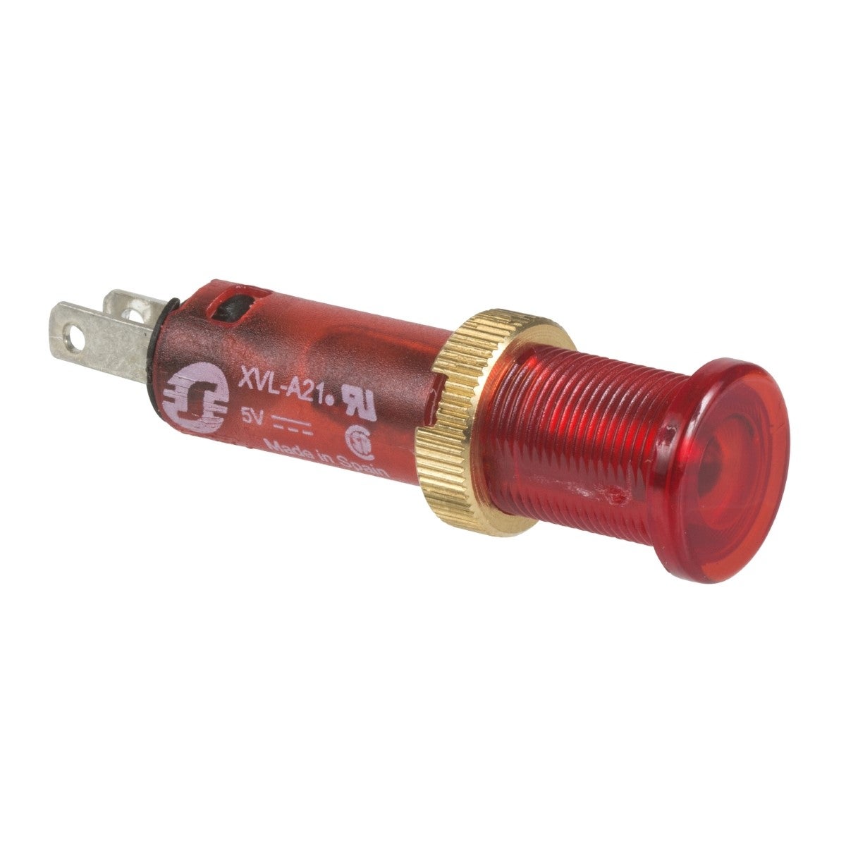 Pilot light, Harmony XVL, plastic, red, 8mm, covered LED, faston connectors, 24V DC