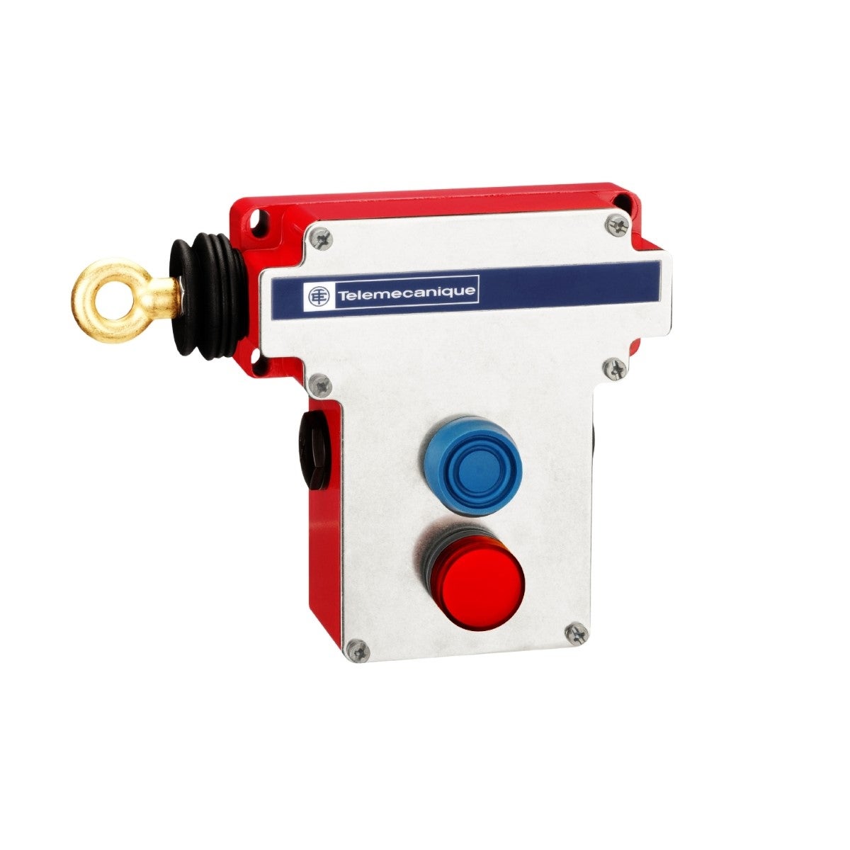 Latching emergency stop rope pull switch, Telemecanique rope pull switches XY2C, LH side, 2NC+2NO, pilot light 130 V