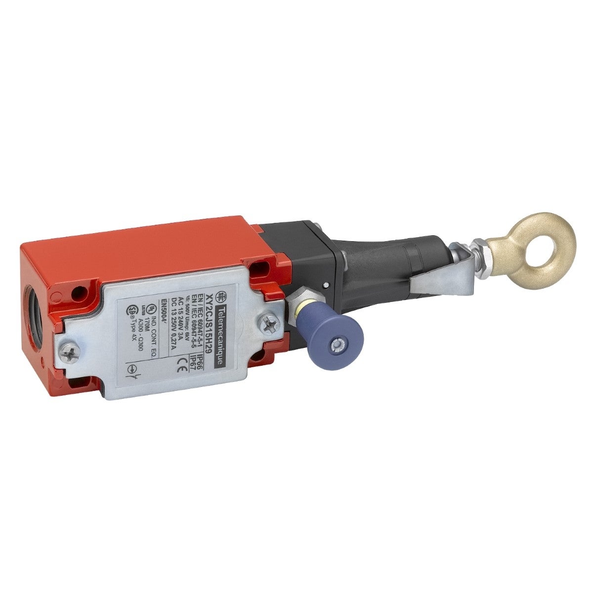 Latching emergency stop rope pull switch, Telemecanique rope pull switches XY2C, e XY2CJ, straight, 1NC+1 NO, Pg13.5