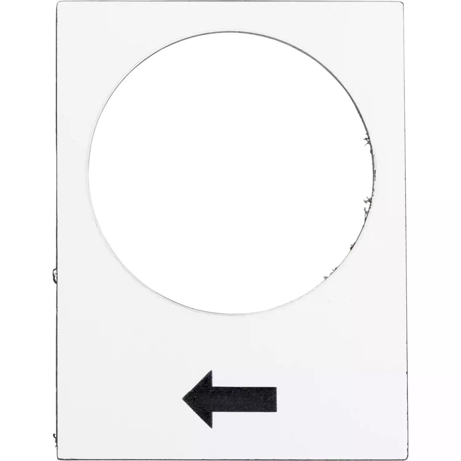 Marked legend, Harmony XAC, nameplate, 30 x 40mm, plastic, white, 22mm push button, black marked arrow
