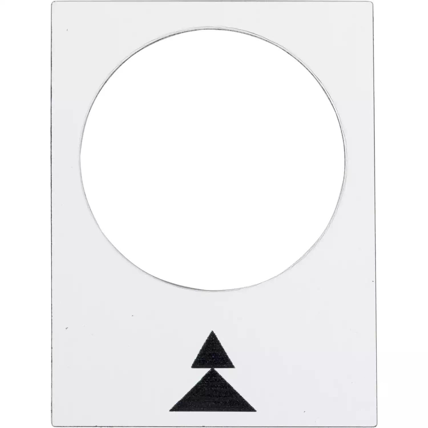 Marked legend, Harmony XAC, nameplate, 30 x 40mm, plastic, white, 22mm push button, black marked up double arrowhead