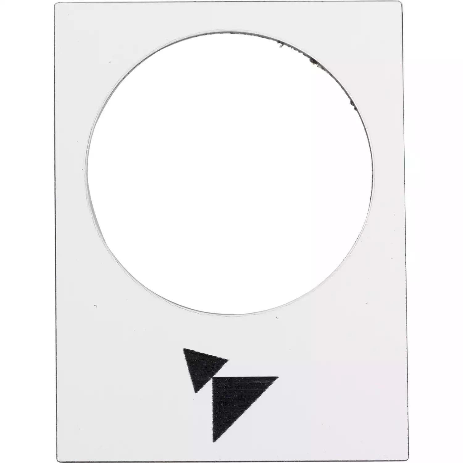 Marked legend, Harmony XAC, nameplate, 30 x 40mm, plastic, white, 22mm push button, black marked up skew double arrowhead