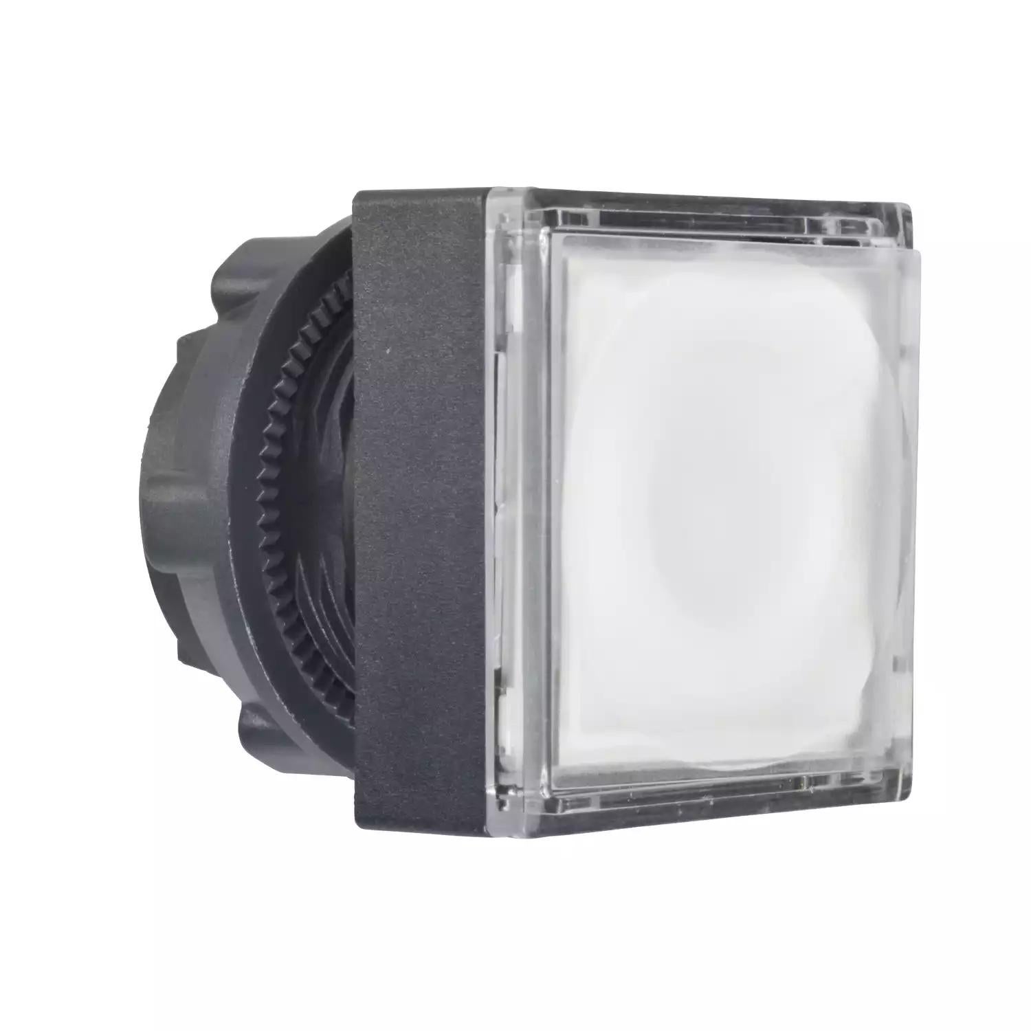 Harmony XB5, Illuminated push button square head, plastic, flush, white, Ø22, spring return, integral LED